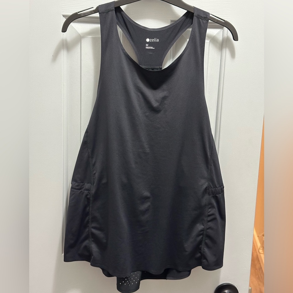 Zella Racerback Tank Top Vented Women's Medium Black Running Activewear Workout